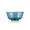 A classic deep glass bowl with a textured exterior and smooth rim, sitting on a clear base. The bowl's rich color and subtle design elements are highlighted against a pure white background, exemplifying timeless glass craftsmanship.